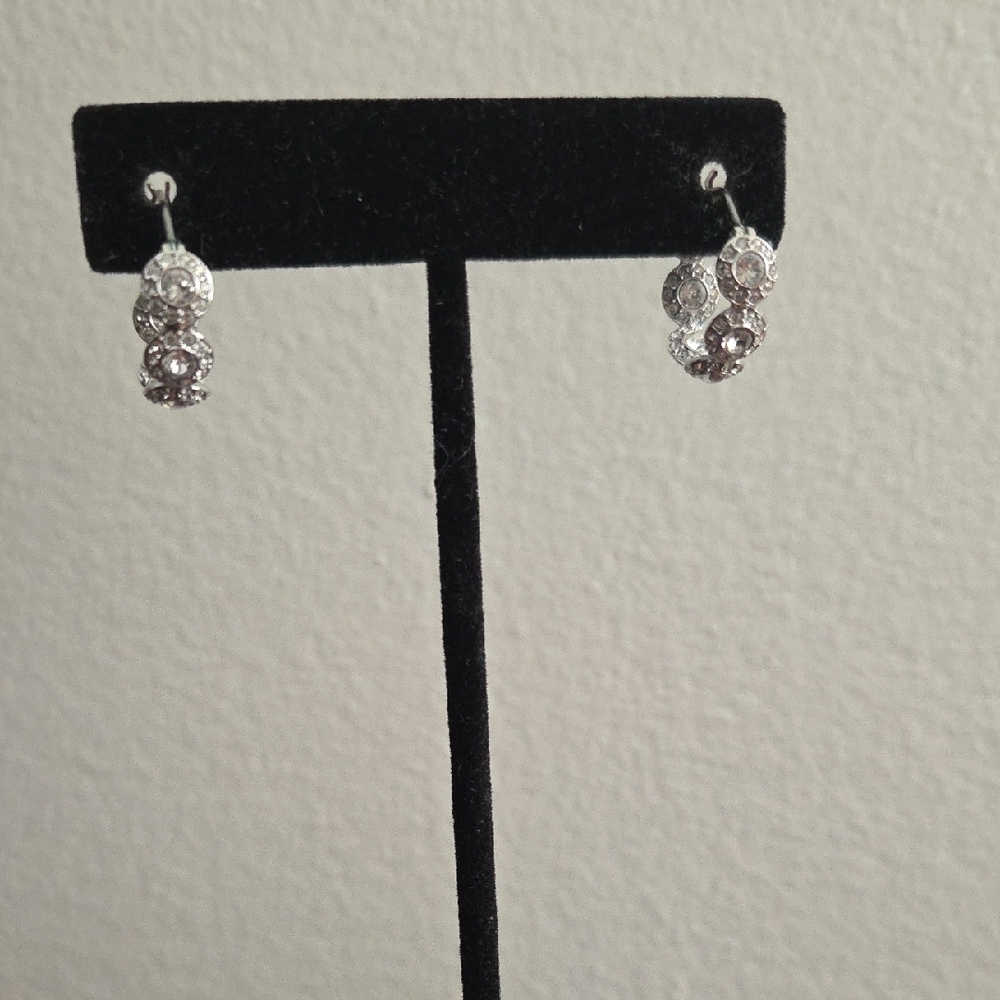 Swarovski Silver Crystal Twisted Hoop Earrings